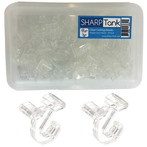 SharpTank SHARP TANK Clear Hinged Ceiling Hooks - 40 Pack of T-Bar Track Clips for Suspended Ceilings - Hooks for Hanging Classroom Decorations, Office Signs, Plants - Holds up to 10 lbs - Image 1