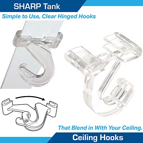 SharpTank SHARP TANK Clear Hinged Ceiling Hooks - 40 Pack of T-Bar Track Clips for Suspended Ceilings - Hooks for Hanging Classroom Decorations, Office Signs, Plants - Holds up to 10 lbs - Image 2