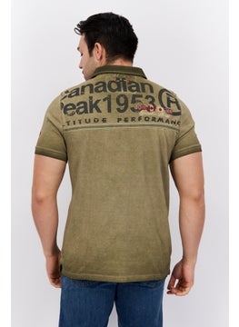 Canadian Peak Men Regular Fit Embroidered Short Sleeve Polo, Khaki  - Image 2