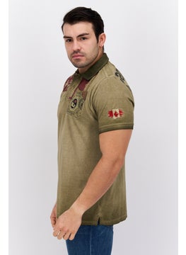 Canadian Peak Men Regular Fit Embroidered Short Sleeve Polo, Khaki  - Image 4
