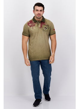Canadian Peak Men Regular Fit Embroidered Short Sleeve Polo, Khaki  - Image 3