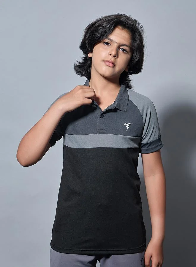 Technosport Technosport Boys Color Block Slim Fit Polo Sports T-Shirt
