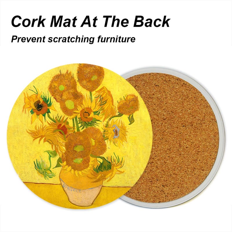 WOW DING Coasters for Drinks Ceramic Van Gogh Art Coasters Set - Use 6 Famous Van Gogh Paintings  Unique Housewarming Gifts for New Home Decorative by WOWDING - Image 5