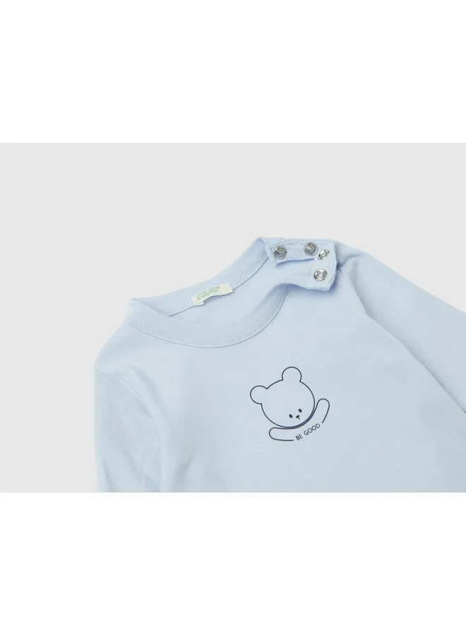 يونايتد كولورز أوف بينتيون Long Sleeve Bodysuit In Organic Cotton