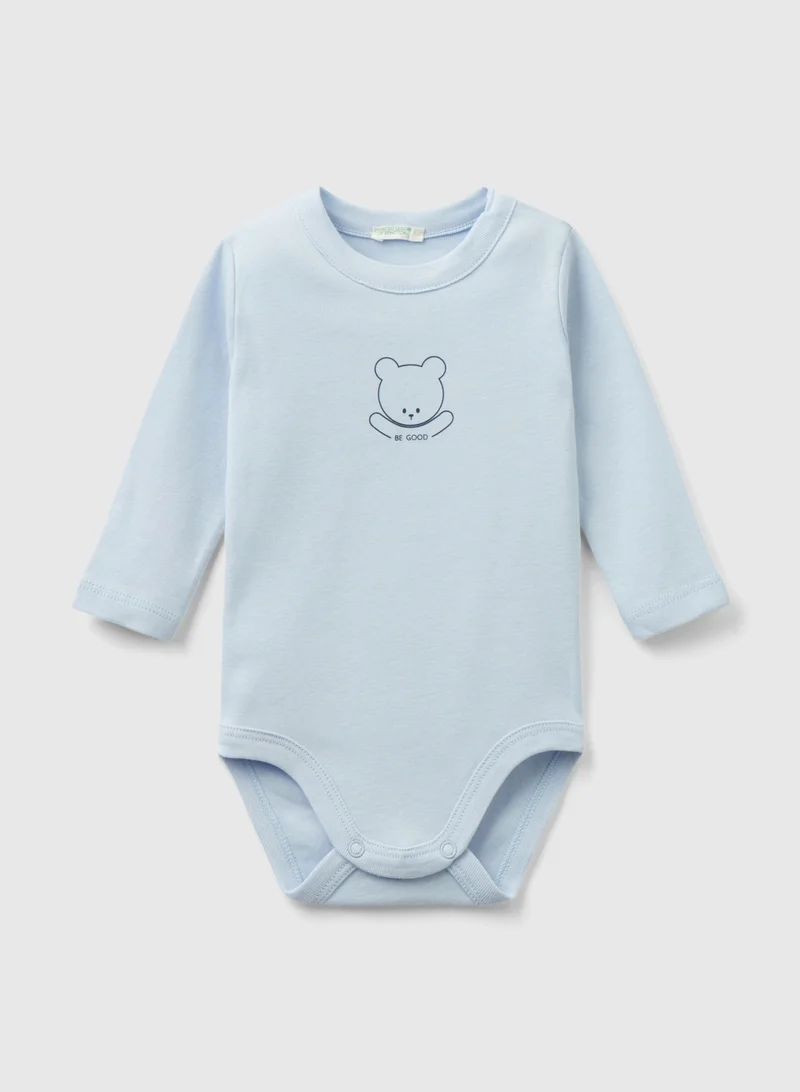 يونايتد كولورز أوف بينتيون Long Sleeve Bodysuit In Organic Cotton