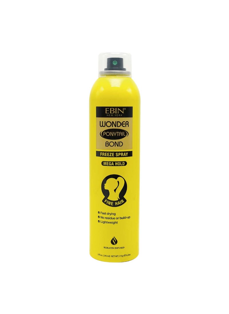 EBIN NEW YORK EBIN NEW YORK Wonder Ponytail Bond Freeze Spray Extra Mega Hold  Fine Hair 8oz 245ml  Long Lasting Hold 24Hour Frizz Control Shine Enhancing FastDrying Lightweight All Hair Types 