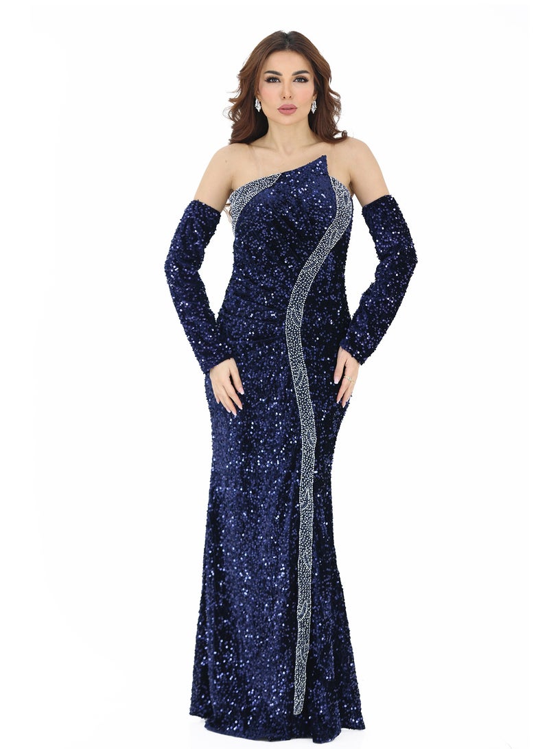 مودرن ديزاين الوصف تقييمات (1) فستان شتوي ترتر باكمام منفصلة من خامة الترتر يتكون الترتر من قطع صغيرة من اللمعان المعدني الملتصقة بالقماش، مما يعطي تأثيرًا براقًا ومتلألئًا. تضفي هذه الخامة الفخامة والتألق على الف - Image 2