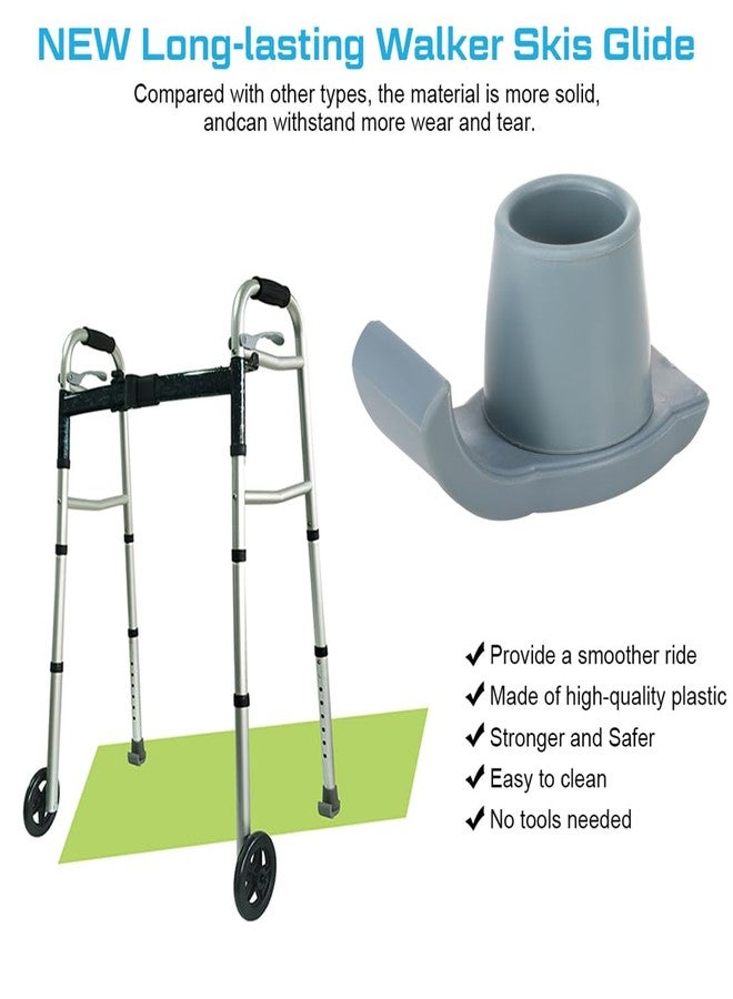 ILSSLI Walker Ski Glides for Folding Walker 2 Pack Rubber Walker Glide Caps Walker Replacement Accessories for Seniors, 1⅛" Inch (28mm) - Image 4