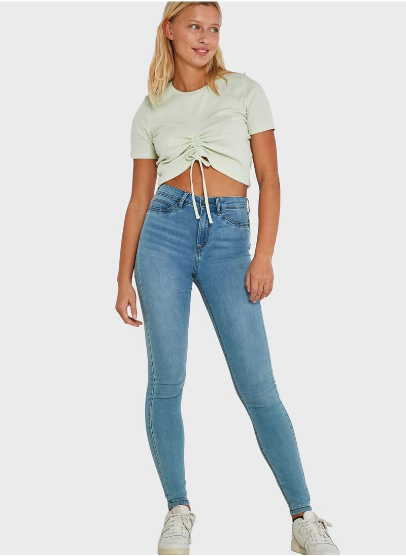 NOISY MAY - Crew Neck Ruched Top - Image 1