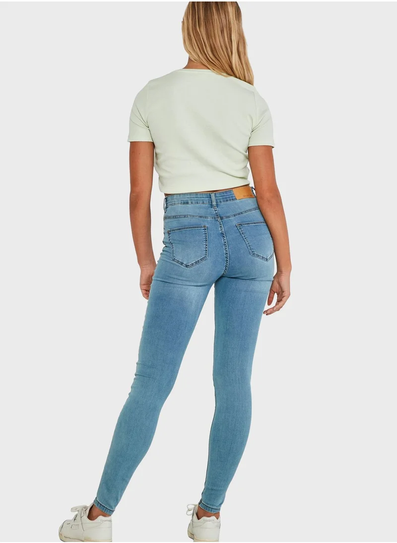 NOISY MAY Crew Neck Ruched Top