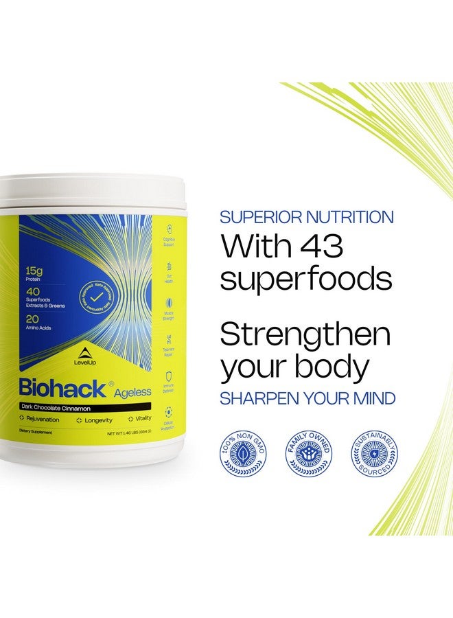 LevelUp Biohack Ageless: Colostrum Collagen Superfoods Antioxidants Spermidine Amino Acids Creatine for Women and Men, Total Body Rejuvenation (Dark Chocolate Cinnamon) - Image 4