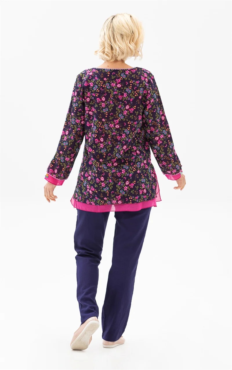 اليش شيل بيزي Long Sleeve Ceyda Voile Blouse Dark Purple 6169