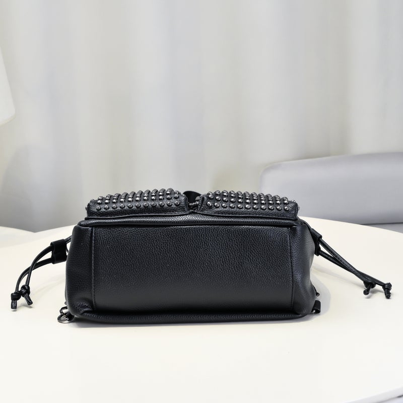 Women's Studded PU Leather Tote Handbag with Double Straps - Image 3