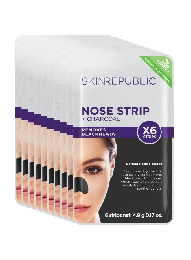 SKIN REPUBLIC Charcoal Nose Strips – Blackhead Remover with Witch Hazel & Aloe Vera, Deep Cleansing Pore Treatment for Oily & Acne-Prone Skin (60 Strips) - Image 1