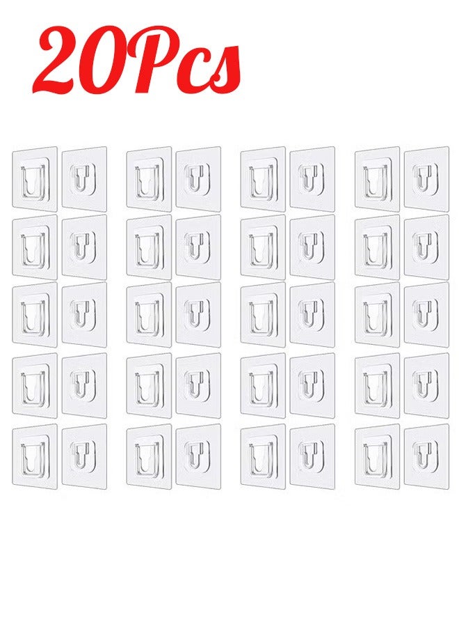 Bukela 20 Pack Double Sided Wall Hook, Wall Hooks for Hanging, Self Adhesive Hooks for Bathroom Kitchen Office Hanging  - Image 1