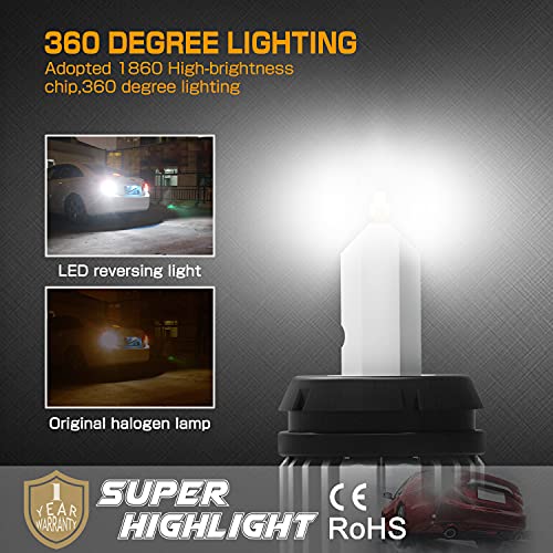 KIMLATAR 3157 LED Bulbs for Back Up Reverse Lights, CANBUS Error Free, CSP 6-SMD 300% Upgraded 6500K High Brightness 3156 LED Reverse Light Bulbs（Pack of 2） - Image 2
