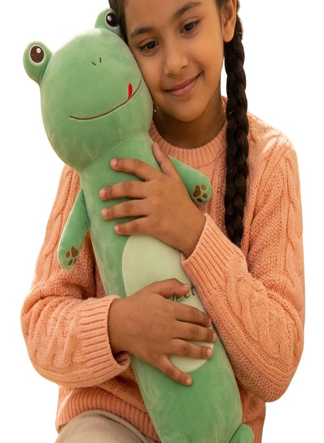 Tickles Cute Frog Soft Stuffed Plush Animal Bolster Pillow Cushion for Sofa Boys & Girls Birthday Gift (Size: 60 cm Color: Green) - Image 3