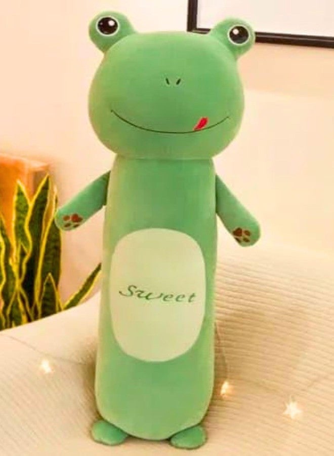 Tickles Cute Frog Soft Stuffed Plush Animal Bolster Pillow Cushion for Sofa Boys & Girls Birthday Gift (Size: 60 cm Color: Green) - Image 1