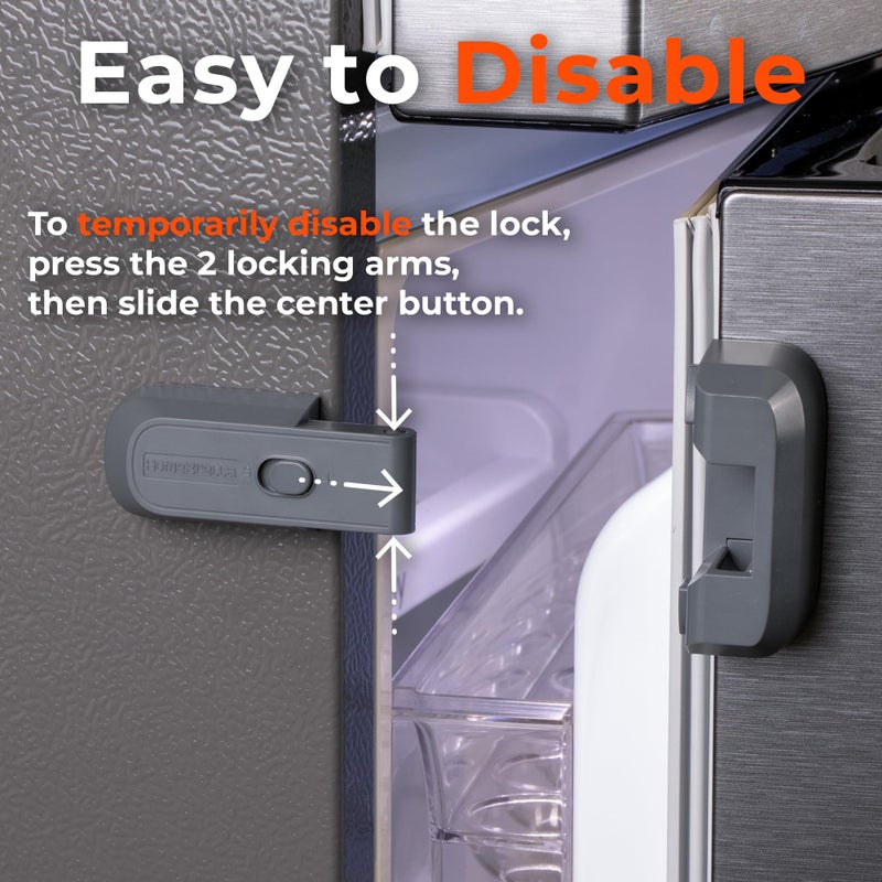 HomeBrella قفل ثلاجة مقاوم للأطفال مع لاصق - لا حاجة لأدوات - قفل ثلاجة للأطفال - مزلاج فريزر للحفاظ على الباب مغلقًا - للأطفال والقطط والكلاب. - Image 4
