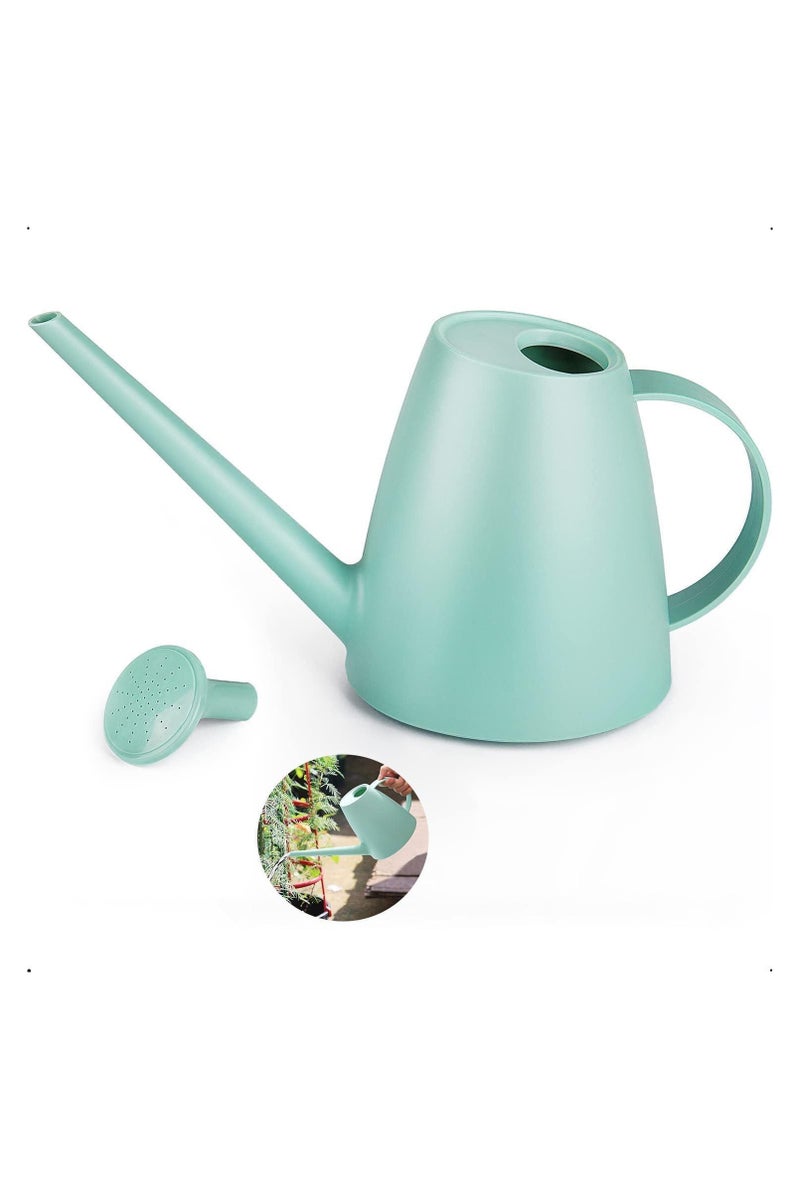 Qilebi علبة سقي للنباتات الداخلية، علب سقي صغيرة لنباتات المنزل والزهور في الحديقة، علبة ماء ذات فوهة طويلة لري النباتات الخارجية سعة 1.8 لتر ونصف جالون (أخضر) - Image 1