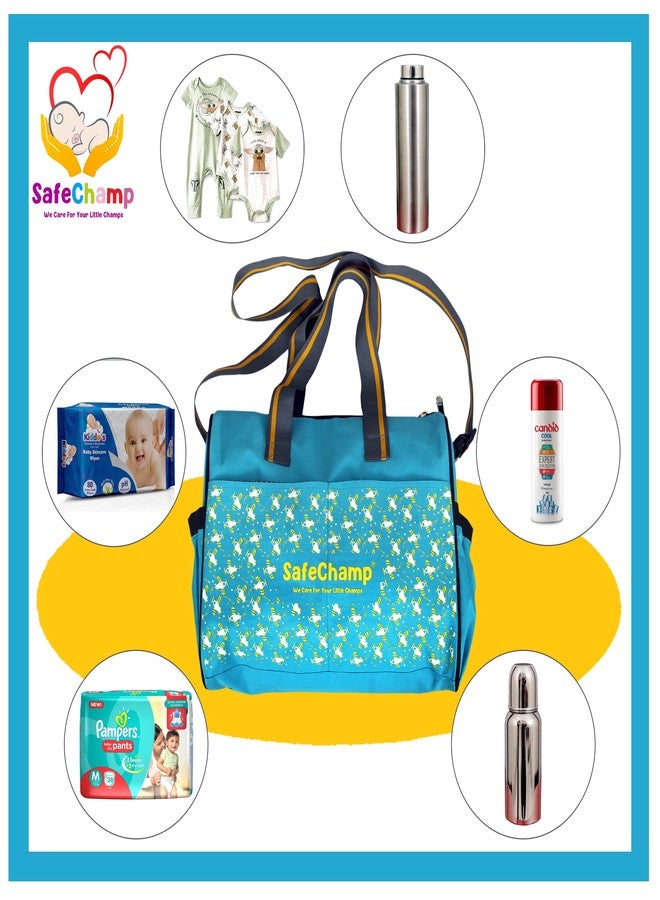SafeChamp Chick Chick Multipurpose Diaper Bag Cum Mother Bag Diaper Bag (Sky Blue) - Image 4