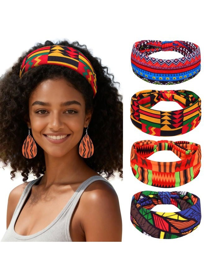 KUTTOR African Boho Print Headband Head Wraps Faux Leather Earrings Accessories Set African Jewelry for Women - Image 1