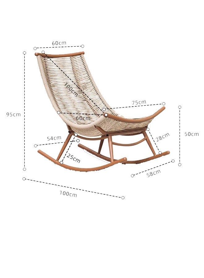 Broyhome Broyhome Outdoor Oversized Lounge Rocker Chair with Padded Cushion Outdoor Lazy Rocking Swing Chair for Backyard Garden Front Porch Patio Living Room (Beige)  - Image 2