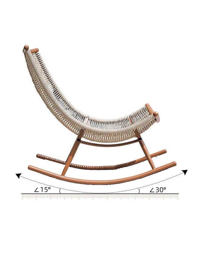 كرسي هزاز للاسترخاء كبير الحجم من  مع وسادة مبطنة، كرسي هزاز كسول للاستخدام في الفناء الخلفي والحديقة والشرفة الأمامية وغرفة المعيشة (بيج) - Image 5