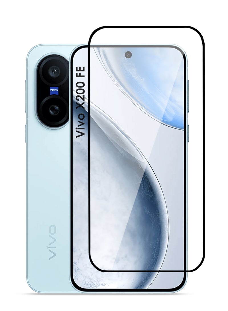 واقي شاشة Vivo X200 FE - زجاج مقسّى فاخر يغطي كامل الشاشة لهاتف Vivo X200 FE، شفافية عالية، لمسة رقيقة، مضاد للانفجار، حواف مقوسة ناعمة، سهل التركيب - Image 1