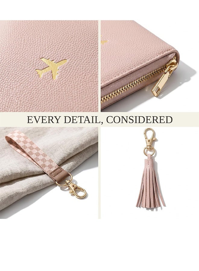 GD RFID Blocking Passport Holder Travel Document Organizer with Zipper & Wrist Strap - Beautiful Passport Holder And Travel Wallet  Multi-slot Document Holder for Credit Cards ID  Boarding Passes and Passport - Image 5