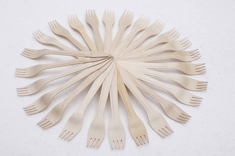 Crazy Sutra Combo of Disposable Wooden Spoon (25Pc) Fork (25Pc) for Lunch Dinner Functions,Parties,Wedding, Birthdays, Travel Great for Parties, Bbqs, Picnics and Events - Image 3