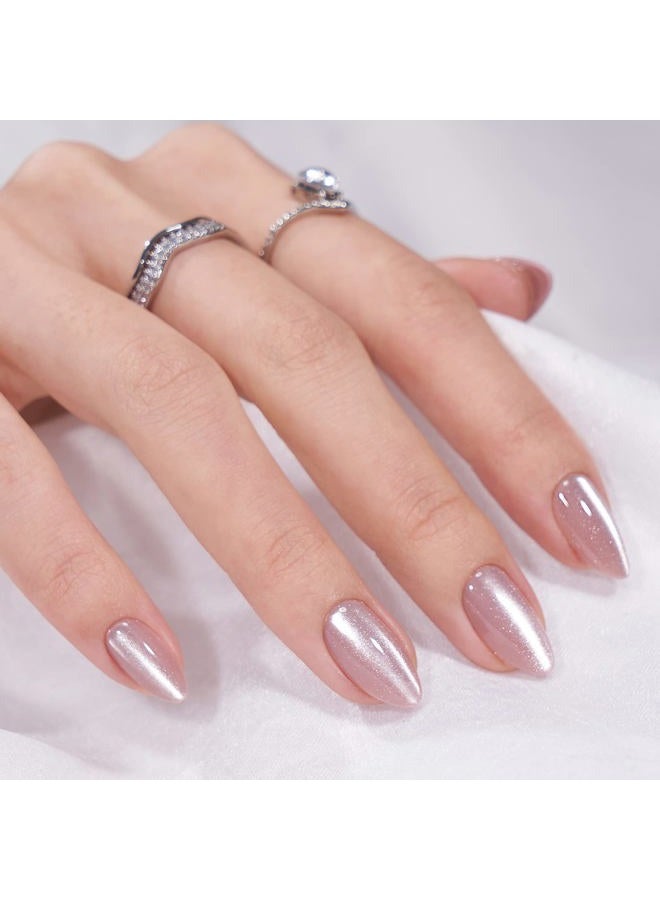 BTArtbox Press On Nails Almond - Short Soft Gel Fake Nails with Nail Glue, Opaque Reusable Stick On Nails in 16 Sizes - 32 Nail Kit, Falling Star Cat Eye - Image 2