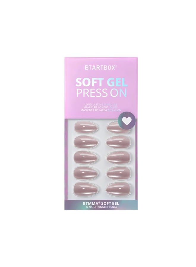 BTArtbox Press On Nails Almond - Short Soft Gel Fake Nails with Nail Glue, Opaque Reusable Stick On Nails in 16 Sizes - 32 Nail Kit, Falling Star Cat Eye - Image 3