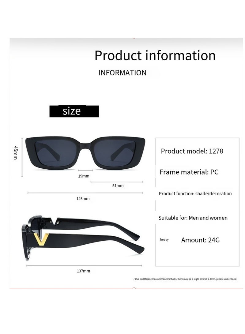 general Women's and men's small rectangular sunglasses retro fashion Y2K rectangular sunglasses small frame Korean sunglasses - Image 3
