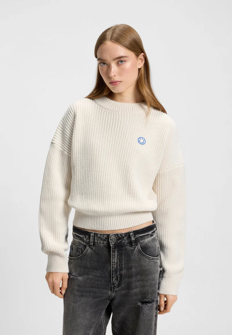 هوجو Relaxed-fit sweater with Happy HUGO patch