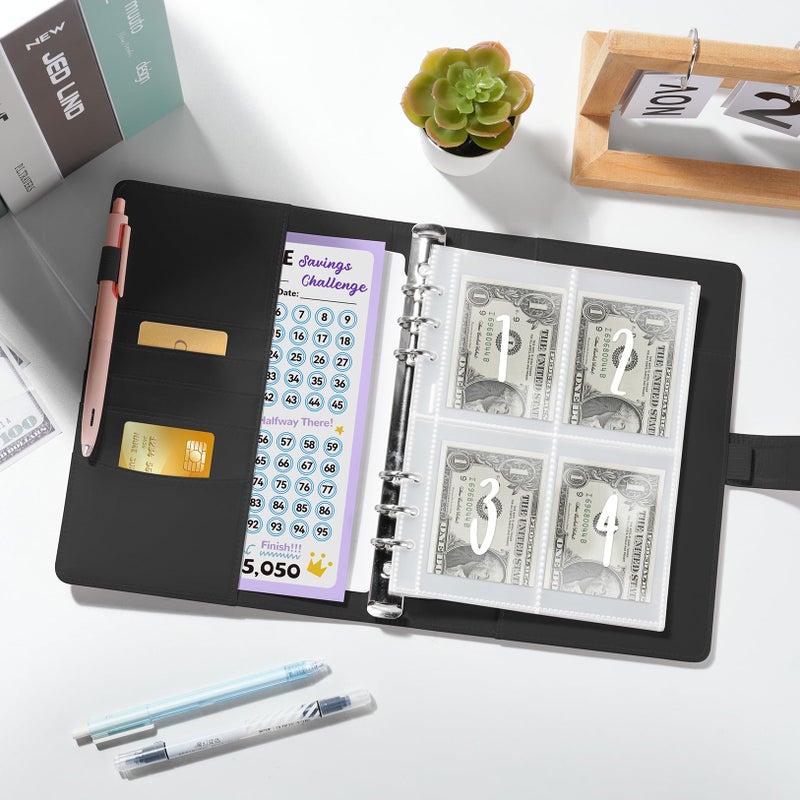 Fabmaker 100 Envelopes Money Saving Challenge Binder, A5 Savings Challenges Book with Envelopes & Reusable Tracker, Savings Binder - Save $5050 in Fun & Motivating Way, A5 Envelope Challenge Binder Kit - Image 4