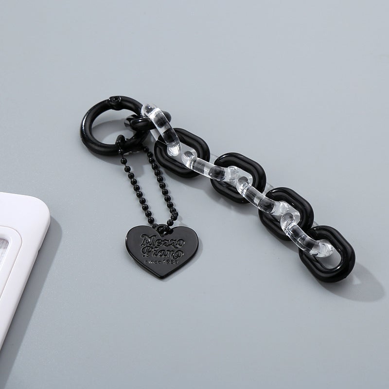 Chic Card Holder Keychain Accessory for Backpack Black love resin chain 