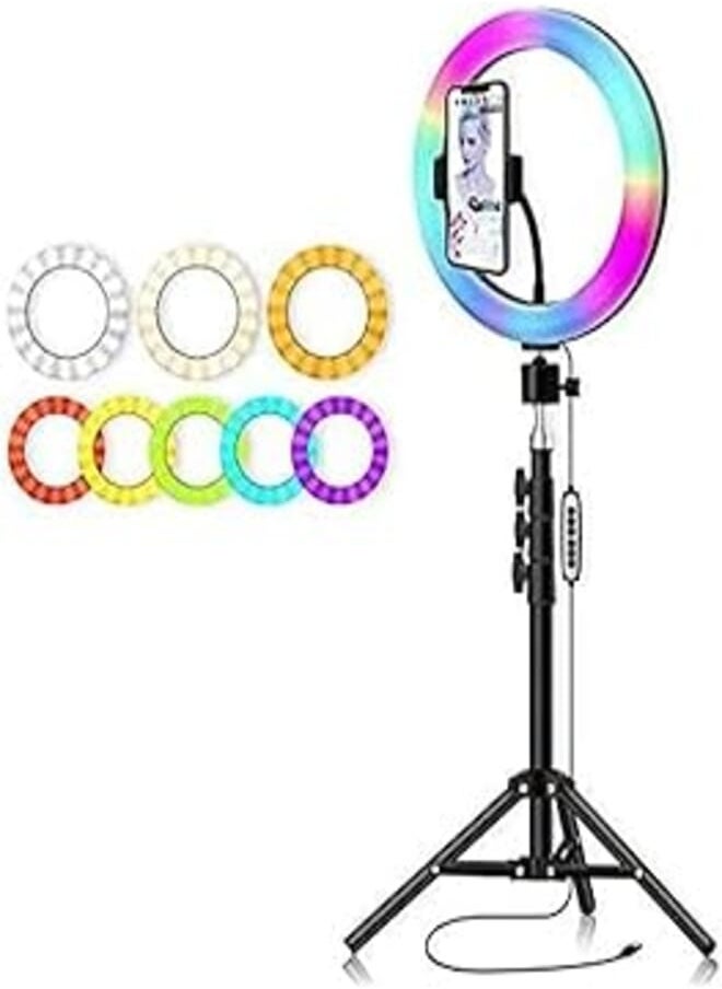 Generic - MJ26 26cm 10-inch RGB LED Ring Light For Tictok With Phone Clip + 210 CM Adjustable Tripod Stand- 1134/A - Image 1
