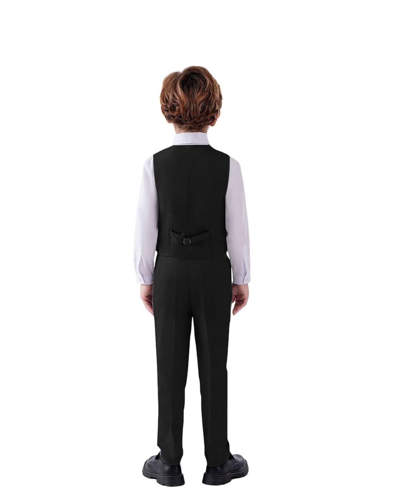 SaiLiiny Boys 4 Pieces Black Suits Slim Fit Outfits Vest Sets Formal Dresswear for Boy Suit with Tie Size 6 - Image 5