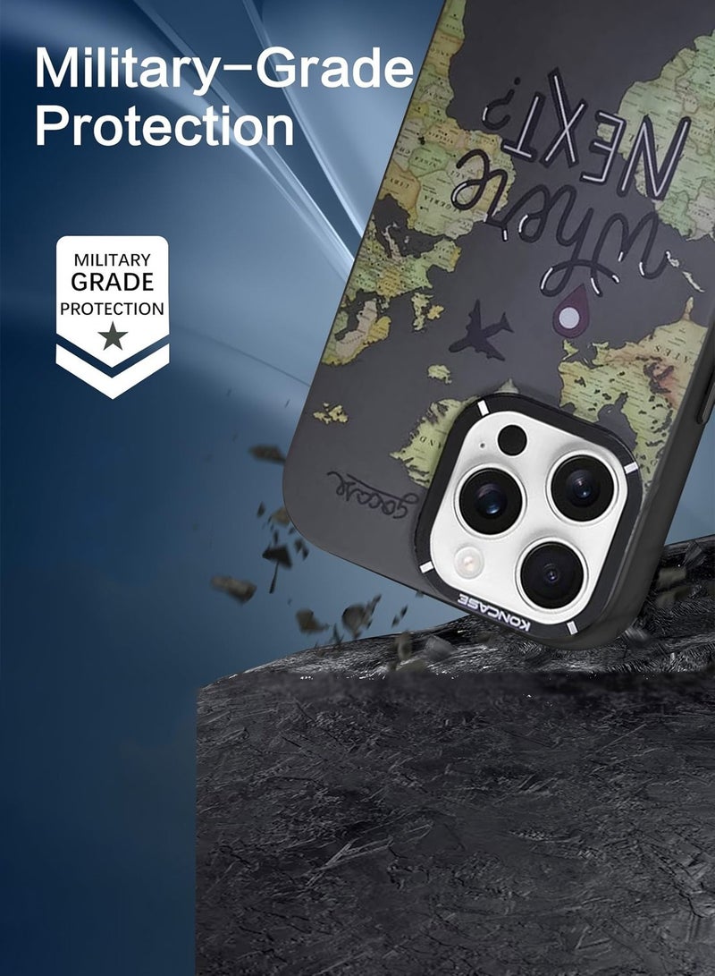 Techie غطاء خلفي سيليكون TPU لخريطة العالم الجمالية مع واقي عدسة الكاميرا المرتفعة لجهاز آبل آيفون 16 برو ماكس - Image 2