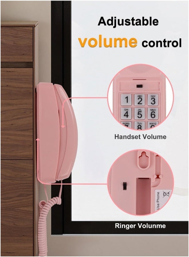 Generic Wall Phone Design Landline with Corded, Loud Volume, Flashing Light and Large on, Desk Mounted Analog for House Home Office Company Hotel Call Center  - Image 2