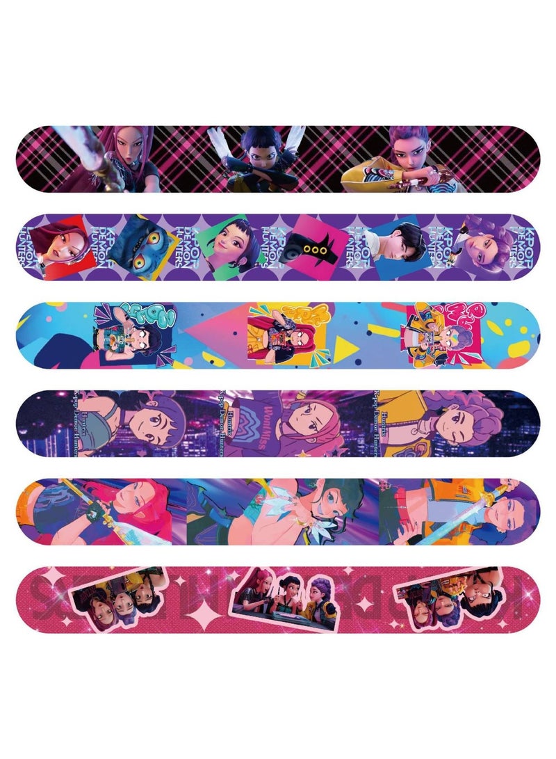 saykfoe 12Pcs Kpop Demon Hunters Slap Bracelets, Anime Character Snap Wristbands, Kpop Themed Party Favors for Fans & Kids, Reusable Wrist Bands for Birthday, Concerts & Events - Image 2