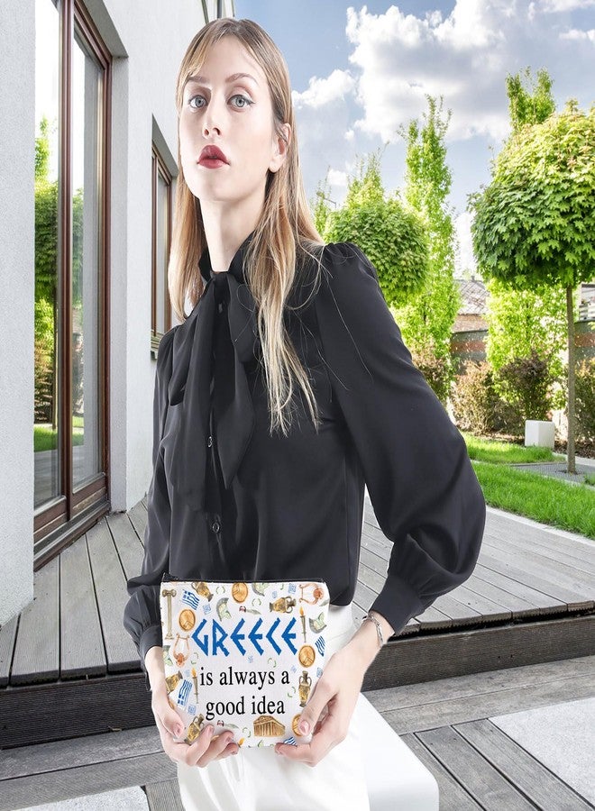 WCGXKO Greece Gift Surprise Trip Greece Is Always A Good Idea Zipper Pouch Makeup Bag - Image 4