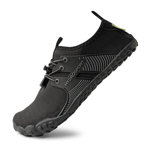 FITKICKS HydroSport LandtoWater Footwear Unisex Barefoot Shoes Ideal for Beach Yoga Surf Camping Accessories Versatile Barefoot Shoes for Men and Women Black Mens 9 Womens 11 - Image 1