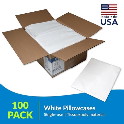 TIDI 919365 Disposable Pillowcases, White, 21” Wide x 30” Long (Pack of 100) ― Single-Use Pillowcases ― Tissue with Poly Back To Help Prevent Leak-Through ― Pebble Embossed ― Medical Supplies - Image 2