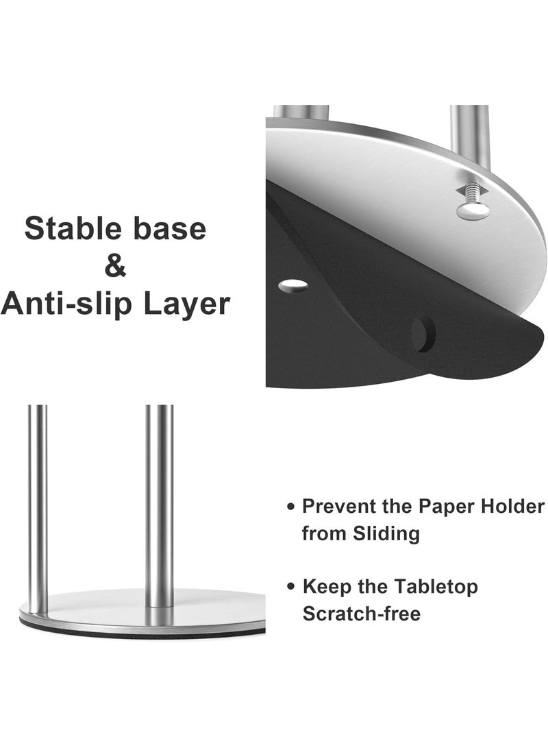 سوفام رف مناشف ورقية للمطبخ الفضي، رف مناشف ورقية للمطبخ من الاستينلس ستيل عالي الجودة، لوضع مناشف ورقية للمطبخ، وموزع مناشف ورقية منضدة، بقاعدة ذات وزن (فضي) - Image 4