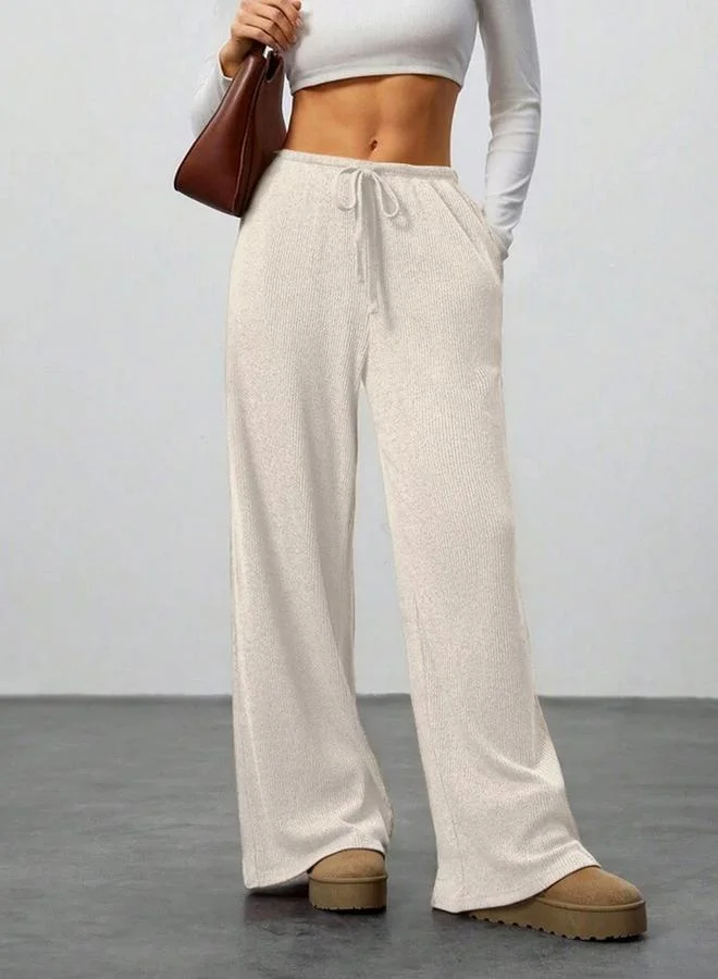 تايك تو women's texture drawstring waist wide leg pants