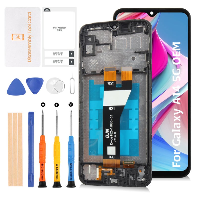 Olivechard Original for Samsung Galaxy A14 5G LCD Screen Replacement with Frame SMA146BDS SMA146PDS SMA146U1DS 66 Display Replacement Screen Touch Digitizer Assembly Repair Kit Included - Image 2