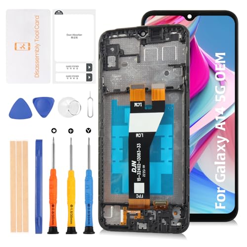 Olivechard Original for Samsung Galaxy A14 5G LCD Screen Replacement with Frame SMA146BDS SMA146PDS SMA146U1DS 66 Display Replacement Screen Touch Digitizer Assembly Repair Kit Included - Image 1