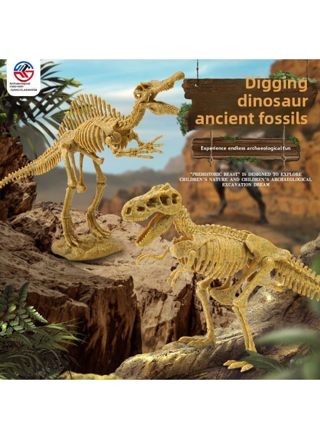 Archaeology Classroom Dinosaur DIY Assembled Skeleton Simulation Fossil Model Children's Archaeological Excavation Toy Set-Color:KG8045 Brachiosaurus Skeleton (non-excavated)  - Image 2